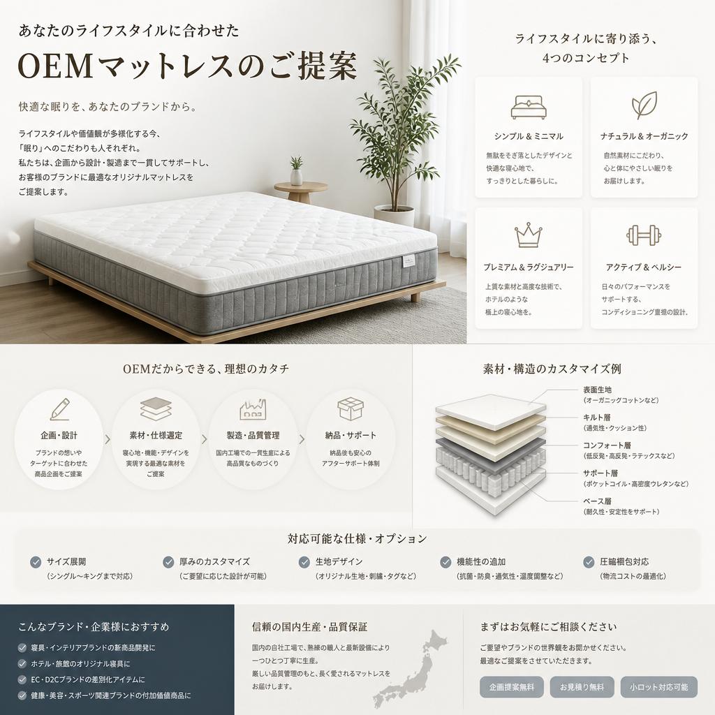 あなたのライフスタイルに合わせたOEMマットレスのご提案