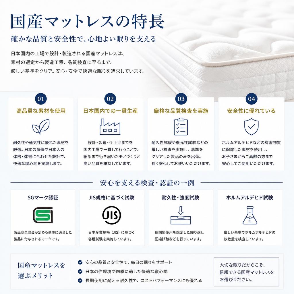 国産の安全・安心なマットレス