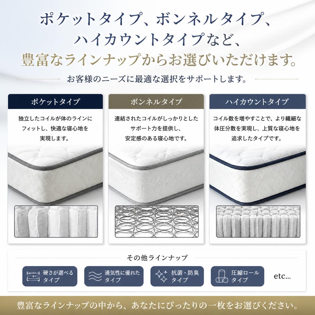 多彩なタイプのマットレス